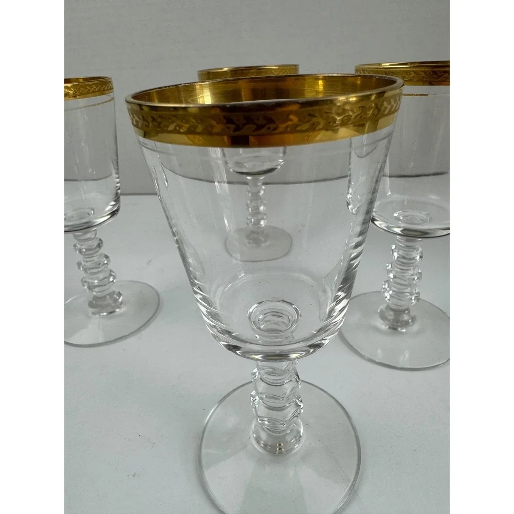 Tiffin-Franciscan Apollo Gold Encrusted Crystal Claret Wine Glasses Set of 4‎